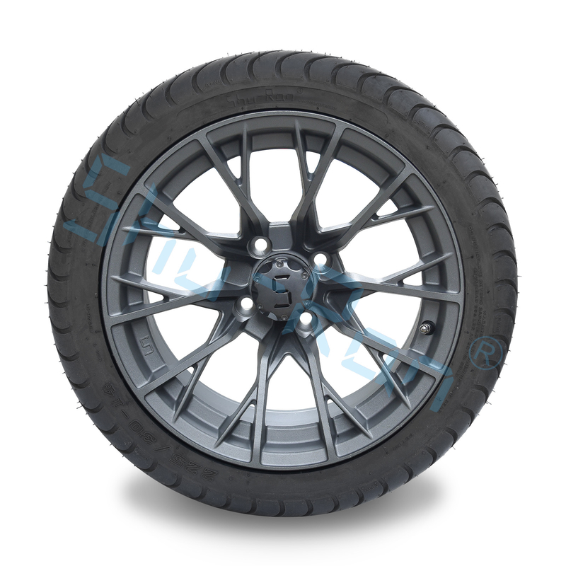 পাইকারি 14 'গনমেটাল সমাপ্ত খাদ গল্ফ কার্ট চাকা, ATV UTV 225/30-14 স্ট্রিট টিউবলেস টায়ার রিম সহ