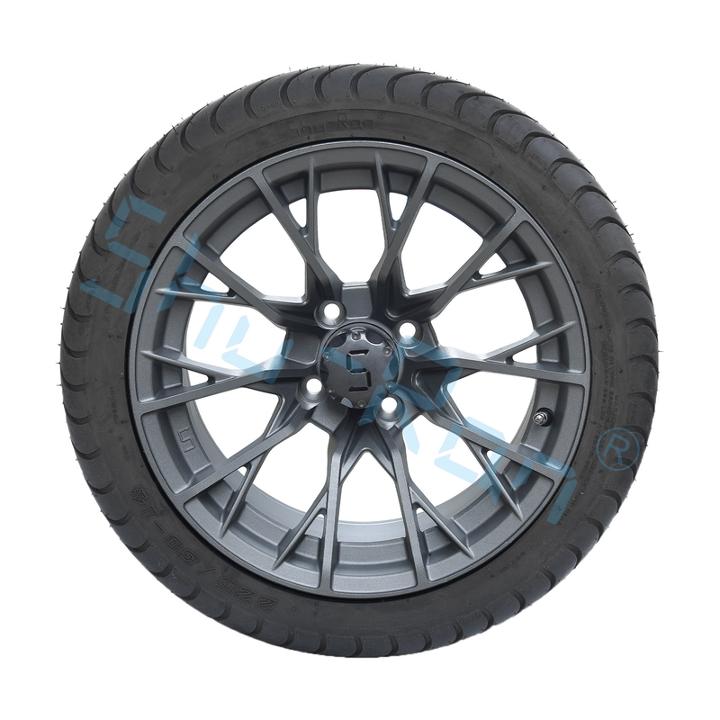 পাইকারি 14 'গনমেটাল সমাপ্ত খাদ গল্ফ কার্ট চাকা, ATV UTV 225/30-14 স্ট্রিট টিউবলেস টায়ার রিম সহ