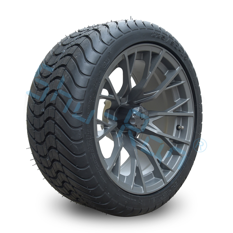 পাইকারি 14 'গনমেটাল সমাপ্ত খাদ গল্ফ কার্ট চাকা, ATV UTV 225/30-14 স্ট্রিট টিউবলেস টায়ার রিম সহ