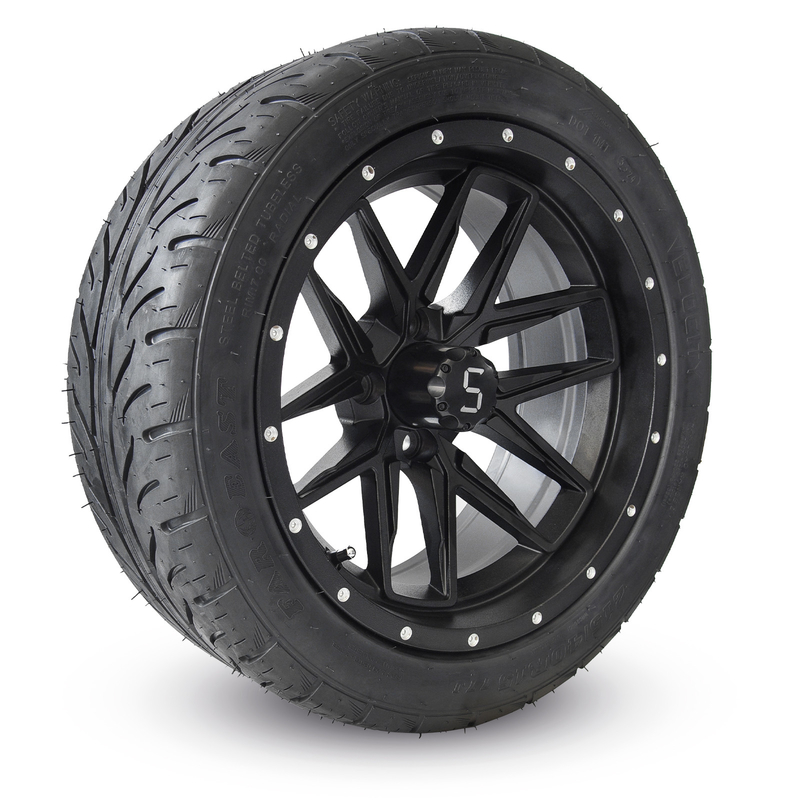 215/40R 15 ইঞ্চি গল্ফ কার্ট ম্যাট কালো চাকা এবং টায়ার ইনস্টল করা সহজ
